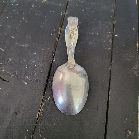 Vintage Sterling Silver Birth Spoon December 25, 1951 Christmas Baby Curved - Picture 4 of 6